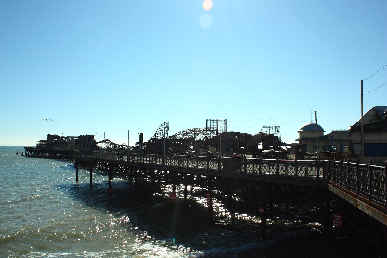 File:Hastings Pier post fire from east.jpg