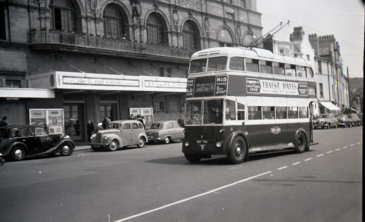 File:Trolleybus outside Deluxe 1959.jpg